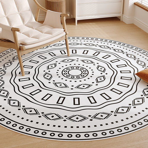 摩洛哥风格圆形地毯客厅卧室衣帽间皮革复古高级感转椅子地垫