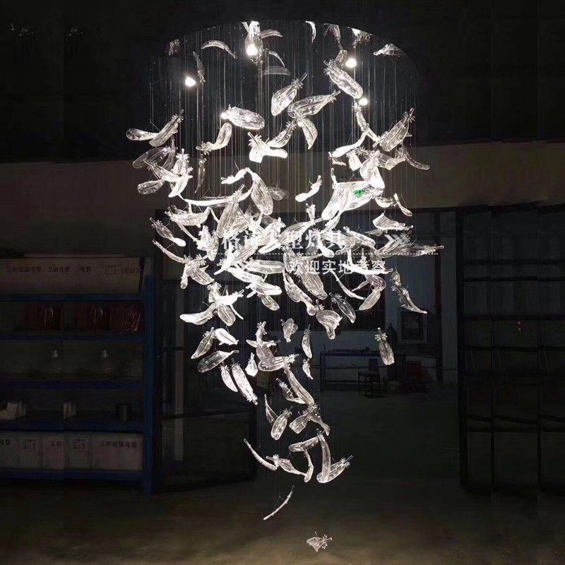 售楼部沙盘装置会议室酒店大堂前台接待艺术玻璃空中装饰羽毛吊灯