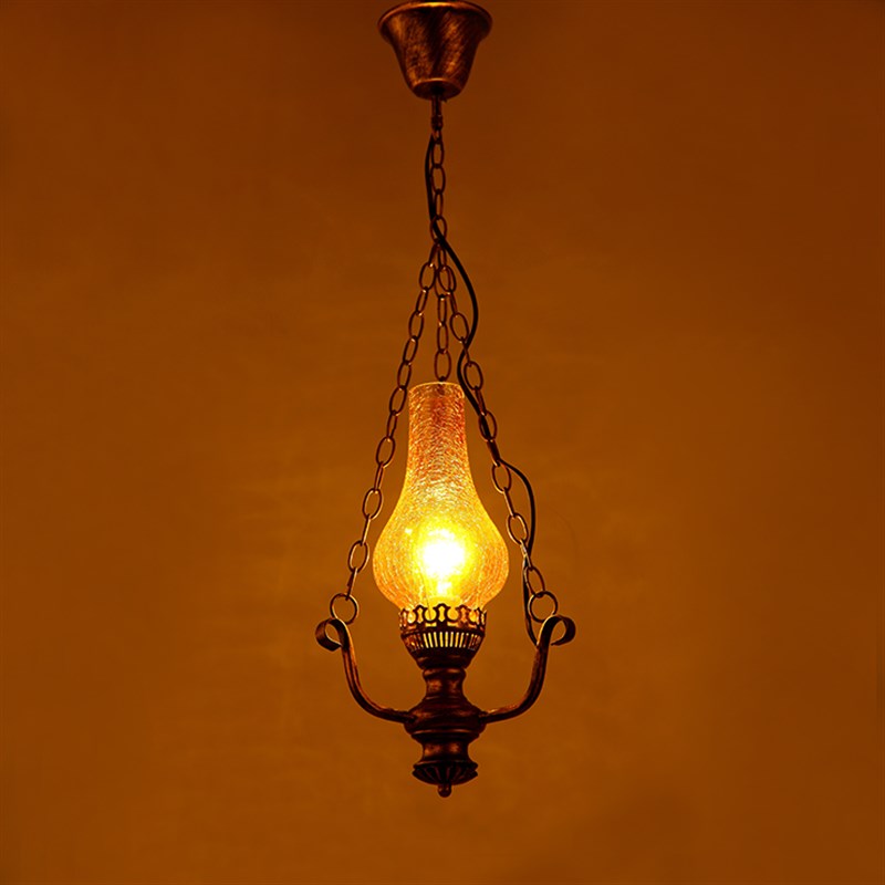 欧式复古地中海铁艺单头吊灯创意个性酒吧灯阳台灯过道灯茶馆灯具