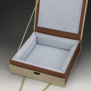 亚麻布锦盒挂盘盒砚台包装盒瓷盘子盒茶饼盒相框奖牌盒定制loo