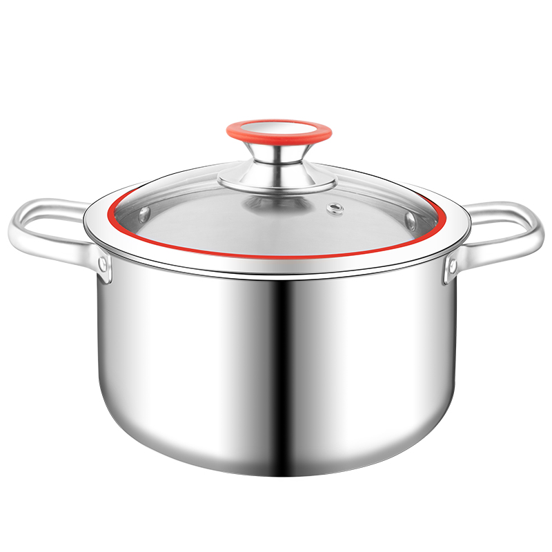 316不锈钢汤锅家用加厚小煮锅电磁炉煮炖蒸面粥不粘锅双耳304