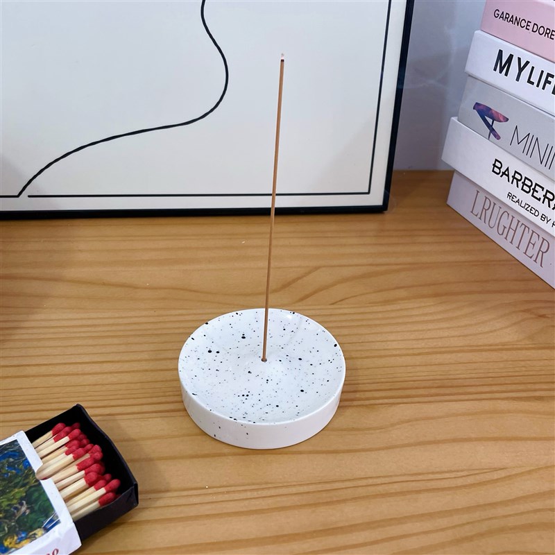 手工艺术泼墨陶瓷线香香插家用装饰茶室客厅会所陶瓷香盘香托