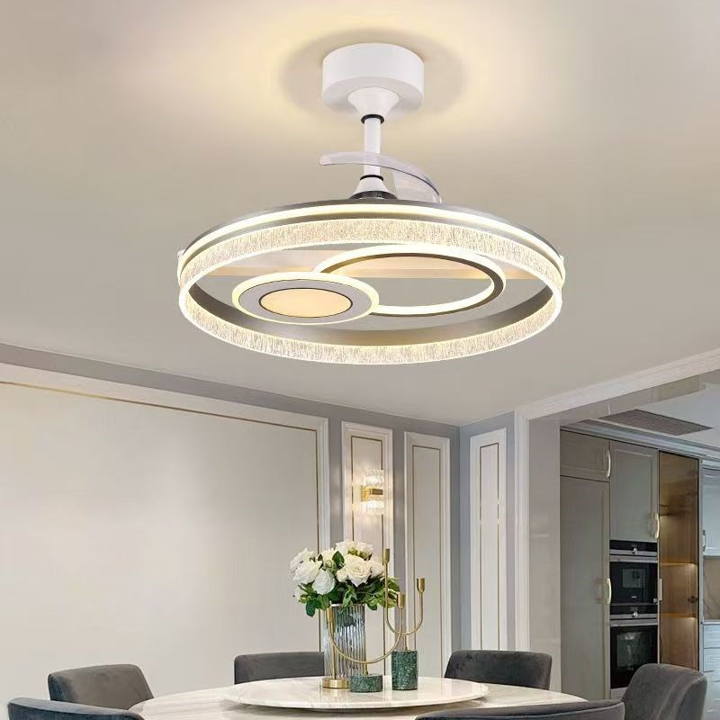 智能语音吊扇灯新m款北欧现代简约主卧室餐厅轻奢变频风扇灯一体