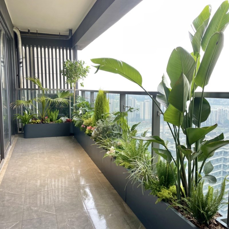 室内不锈钢花箱卡台阶阳台弧型景观花池造型花槽景种植箱定制
