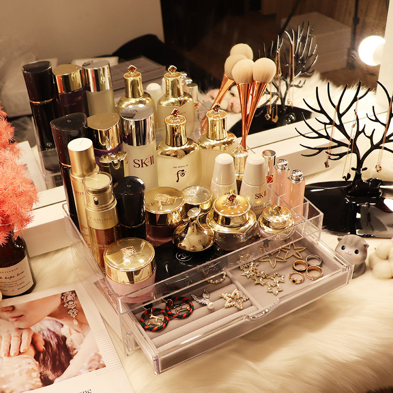 大容量手饰品首饰收纳盒桌面非亚克力耳环耳钉项链手表手镯礼物盒