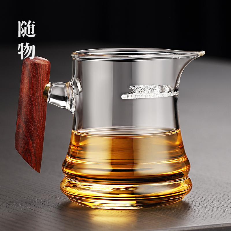 创意玻璃月牙公道杯茶滤茶漏一体过滤茶杯公杯茶具茶壶绿茶泡茶杯