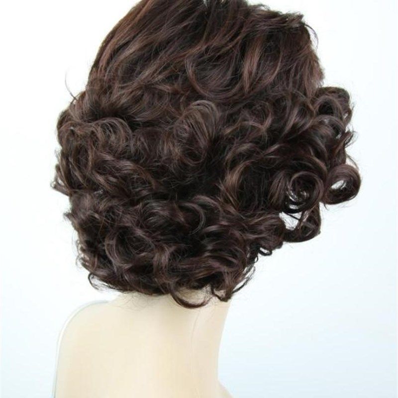 假发中老年假发短发女式妈妈短卷发高贵中年人假发套女士蛋卷头发