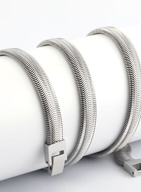 银色项链男生女小众设计宽版蛇骨链潮流美式嘻哈冷淡风锁骨链