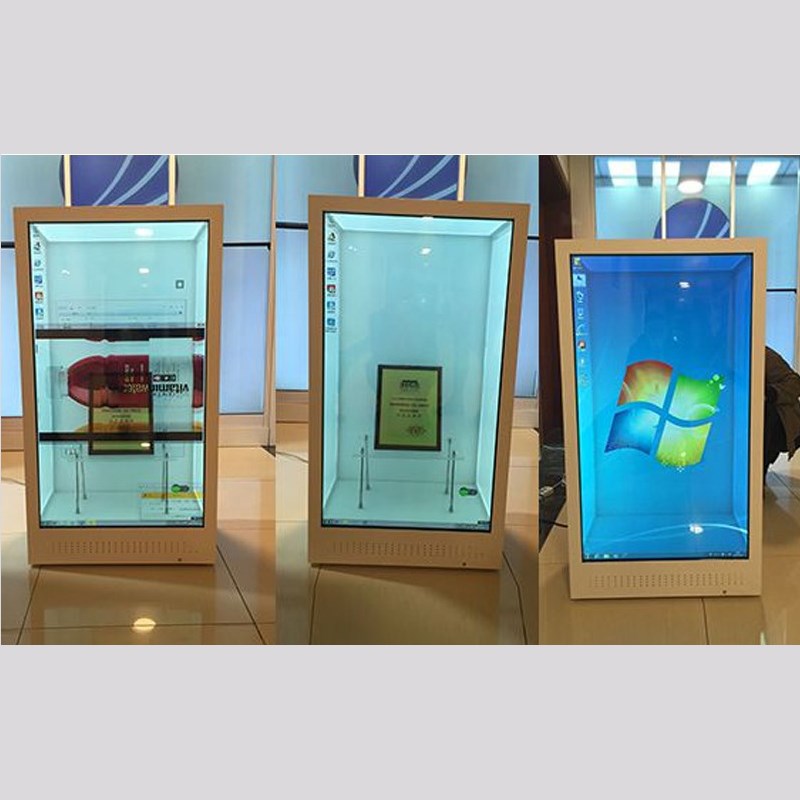 互动透明屏展柜液晶触摸屏幕广告3D全息投影橱窗拼接展示柜一体机