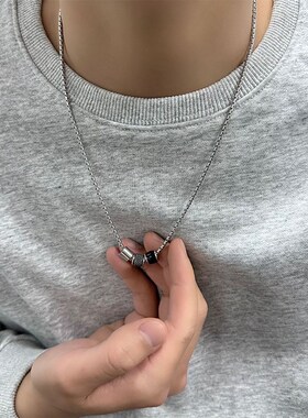 转运珠小蛮腰黑色古巴项链男钛钢潮流嘻哈情侣纪念日礼物送男友