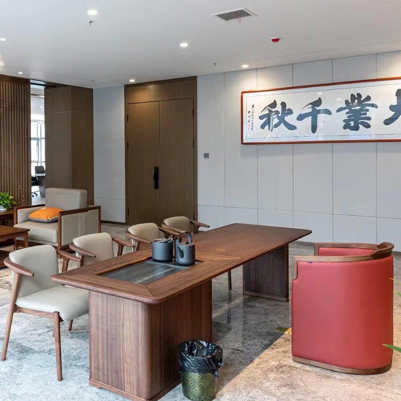 新中式2024新款高端实木茶桌客厅胡桃木办公室茶台现代茶室家用