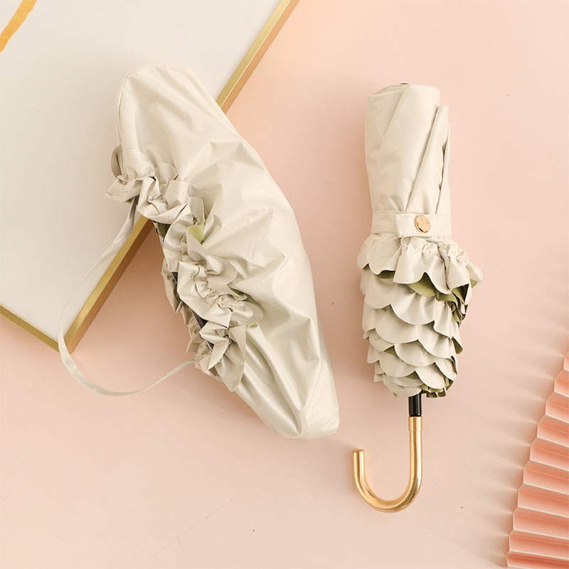 超轻小弯钩铅笔伞花边彩胶太阳伞女晴雨两用超强防晒防紫外遮阳伞