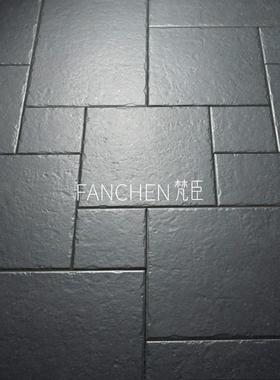 中式黑色莱姆石地砖子母拼覆古瓷砖民宿客厅庭院防滑室外砖彷古砖