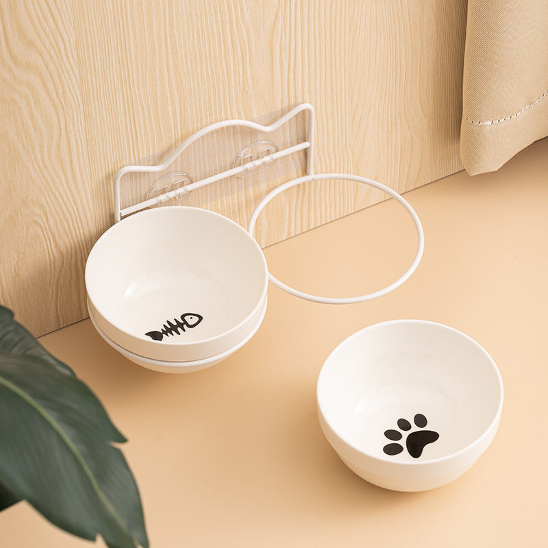 挂墙式猫碗陶瓷双碗狗碗猫咪粮碗食盆保护颈椎防打翻宠物盆喝水碗,宠物/宠物食品及用品,猫狗碗/慢食碗,淘宝优惠券,粉丝福利购,淘宝优惠卷
