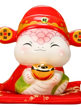 上善若水《蛇年抱富》陶瓷蛇摆件 创意储蓄罐存钱罐新年送礼0289