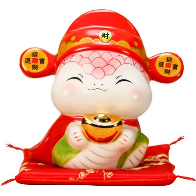 上善若水《蛇年抱富》陶瓷蛇摆件 创意储蓄罐存钱罐新年送礼0289