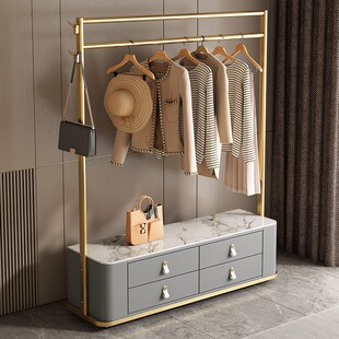 挂衣架可移动卧室家用落地带抽屉床头柜衣帽架一体衣服架子晾衣架