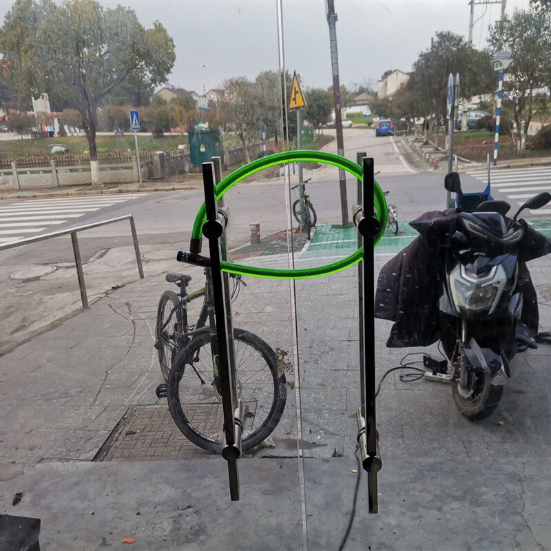 自行车锁加长加粗环形钢丝锁玻璃门商铺门链条锁结实钢缆锁软锁连