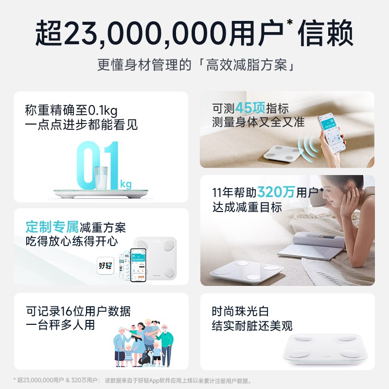 【新品】云麦mini3s智能体脂秤家用体重秤精准称重电池款宿舍