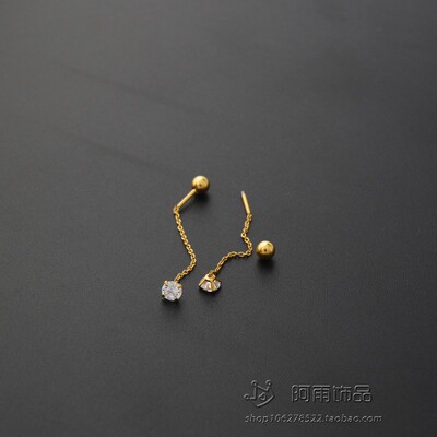 钛钢耳骨钉睡觉不用摘防过敏简约冷淡风超闪锆石耳链耳线链条耳钉