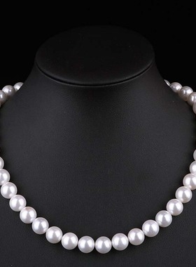 轻奢圆润光泽天然贝珠短项链女时尚百搭复古珍珠锁骨链礼服连衣裙