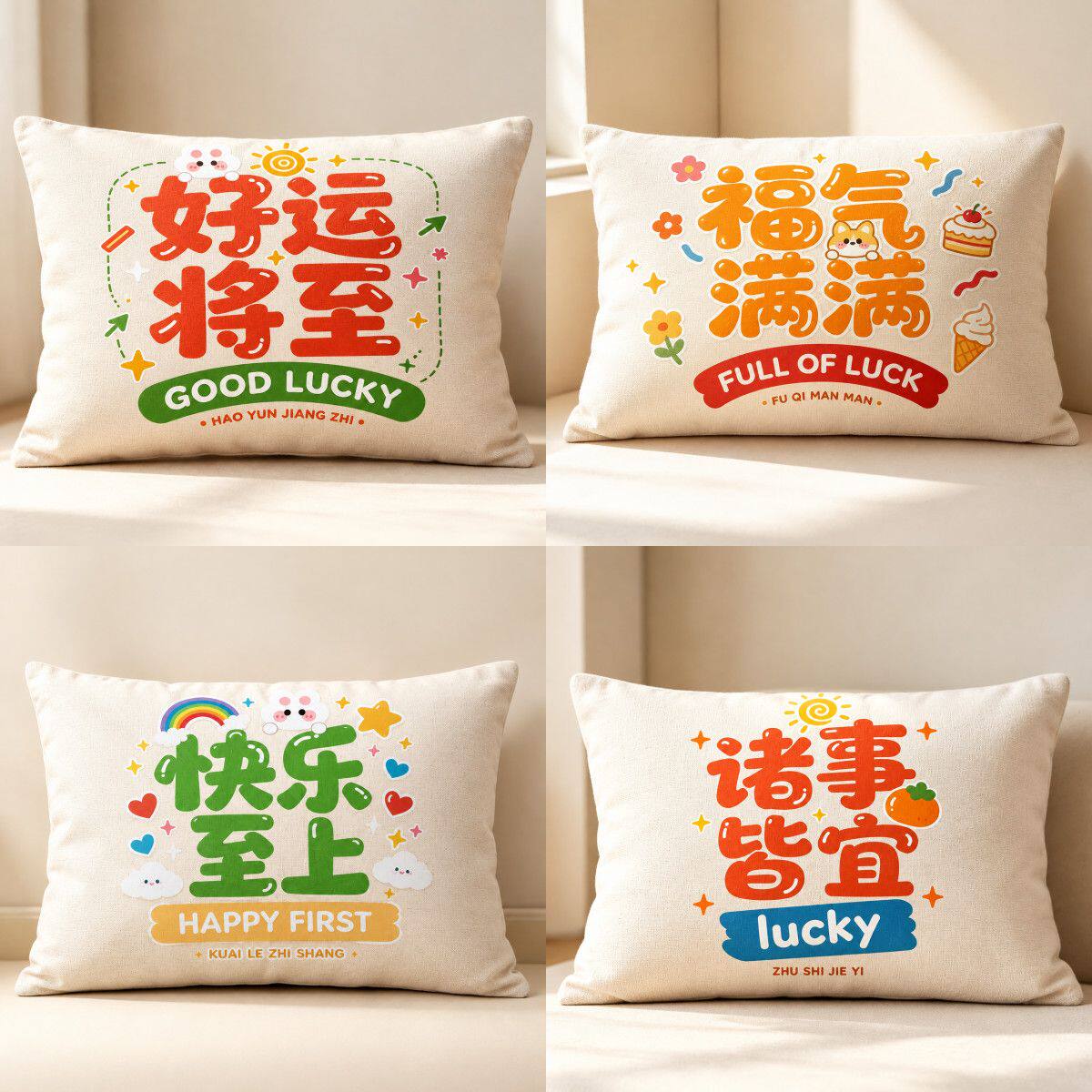 多巴胺水果创意文字可爱沙发午睡靠枕套卧室床头靠垫枕套生日礼物