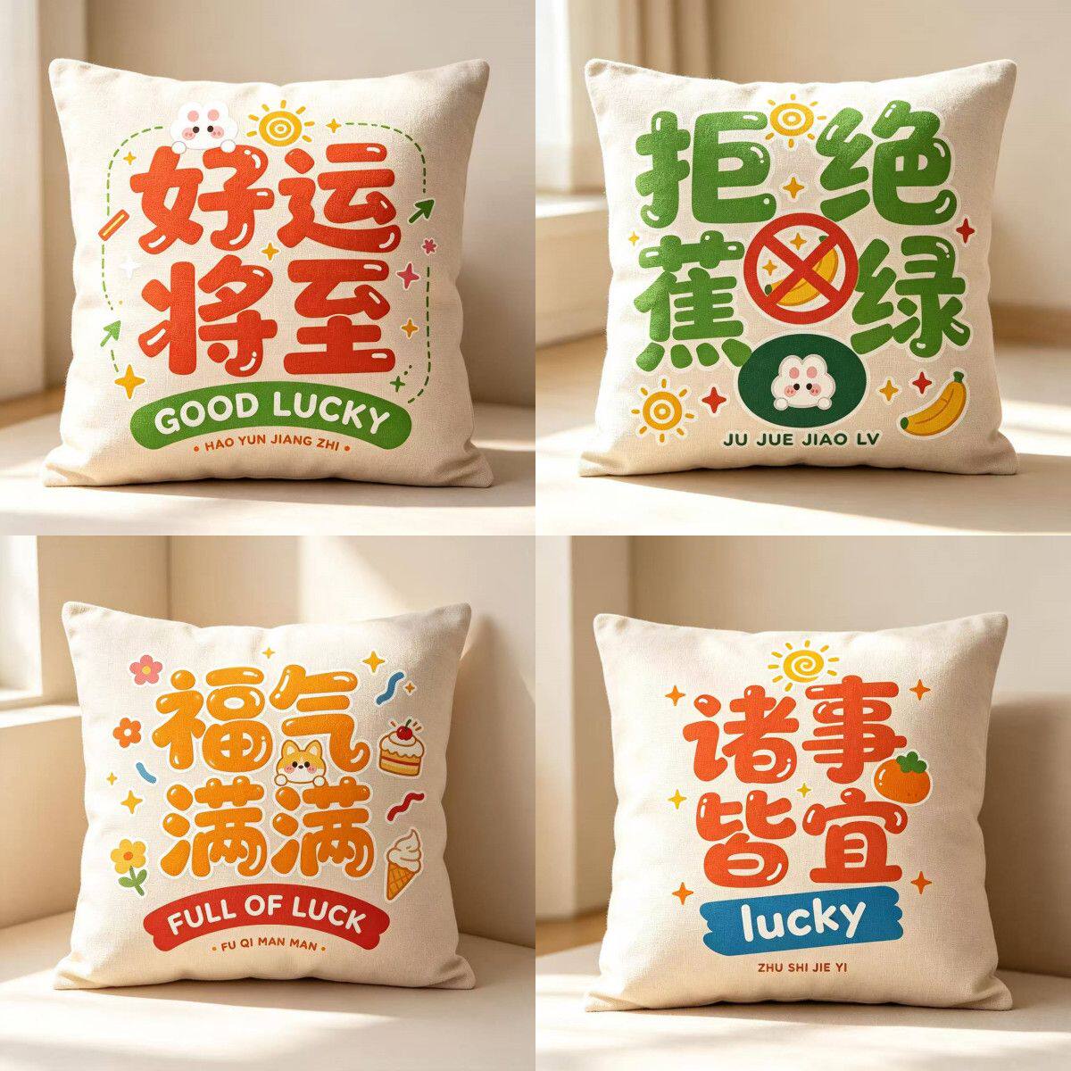 多巴胺水果创意文字可爱沙发午睡靠枕套卧室床头靠垫枕套生日礼物