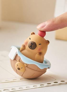 可爱卡皮巴拉不倒翁摆件女生工位装饰品解压治愈情绪稳定神器礼物