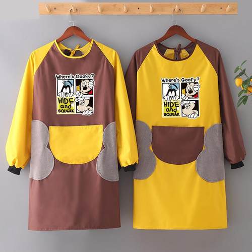 时尚长袖防水防油女围裙厨房做饭工作服秋冬日系罩衣男罩衫定制