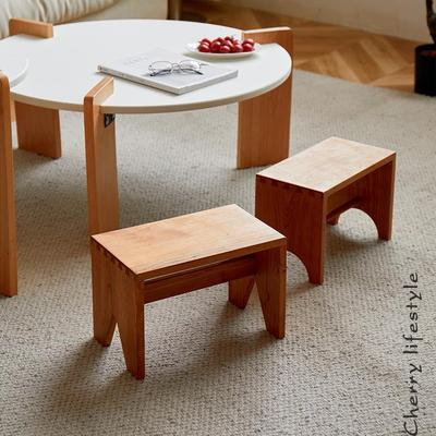 樱桃木全实木凳子宿舍阳台换鞋凳洗衣简约茶几边榫卯矮凳小椅子