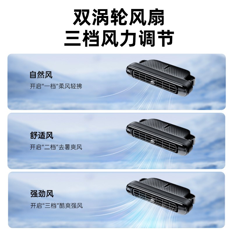 2024新款后枕座椅风扇USwB插电涡轮轻音无叶后靠背汽车载小电风扇