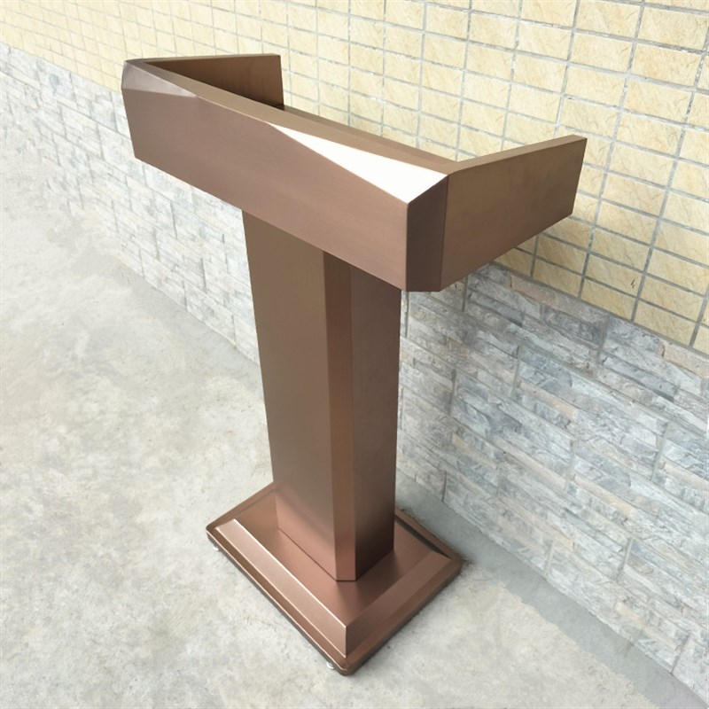 玫瑰金演讲台不锈钢接待台岗亭值班室站台物业商场酒吧A位迎宾台