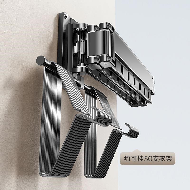 折叠晾衣架隐形伸缩壁挂t式家用阳台凉晒被子神器室内外窗户晾衣