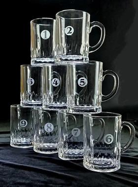 数字序列号玻璃啤酒杯处理大容量生啤酒杯烧烤店酒吧专用酒杯