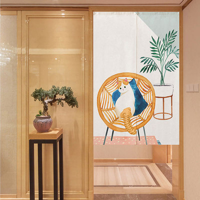 北欧清新厨房门帘家用客餐厅半截帘子少女卧室Q隔断帘挡风挂帘遮