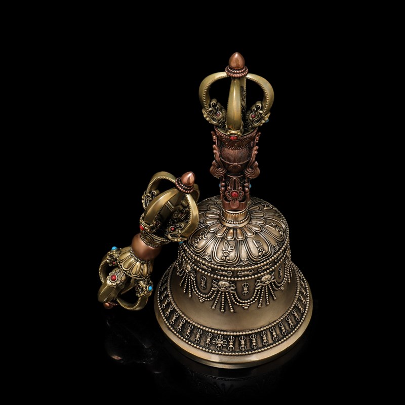 爆款精品响铜中号铃杵黄铜紫铜16.7厘米金刚铃杵桌面摆件乐器臻品