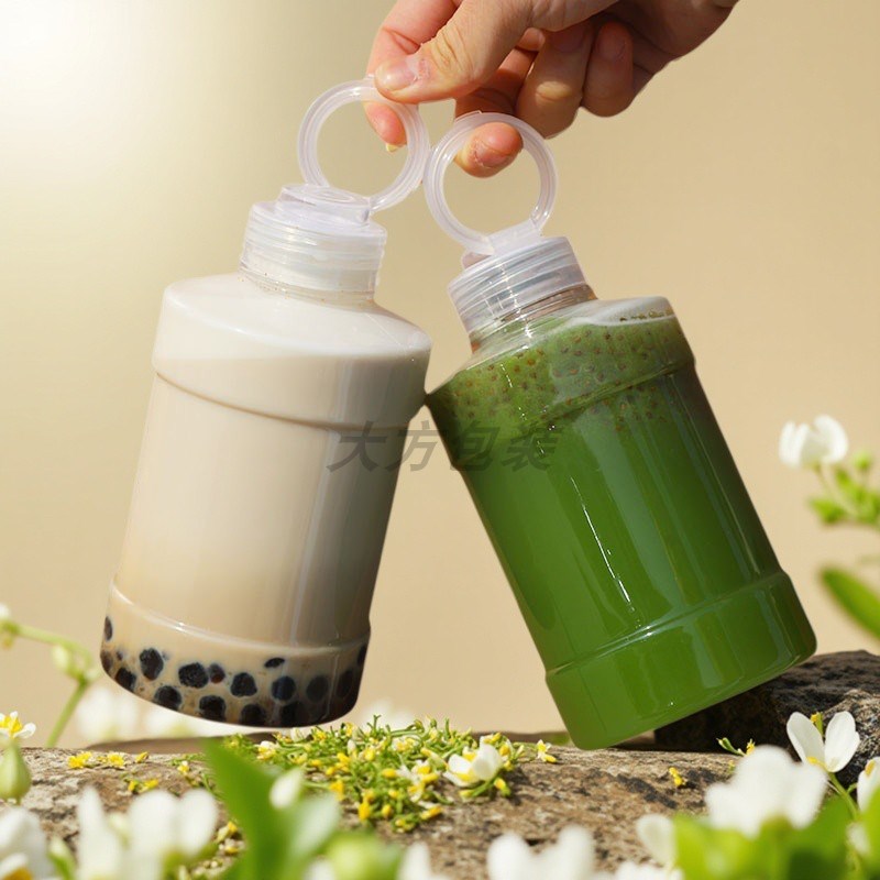 500毫升网红奶茶瓶一次性塑料瓶迷你水桶瓶饮料瓶带盖饮料瓶