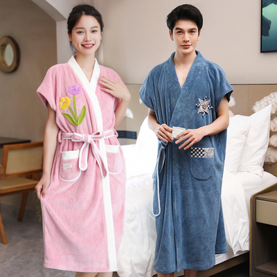 浴袍男女情侣四季通用可穿浴巾裹巾大人吸水2024新款高级家用男款