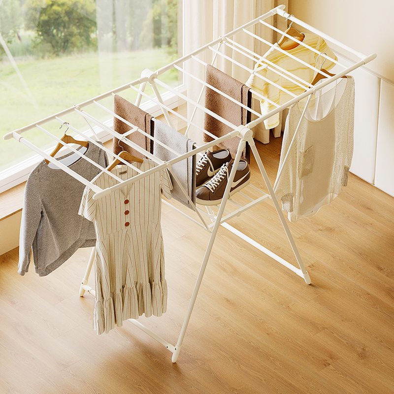 格美居落地晾衣架折叠多功能晾晒架室内阳台晾衣杆挂衣架晒被衣服