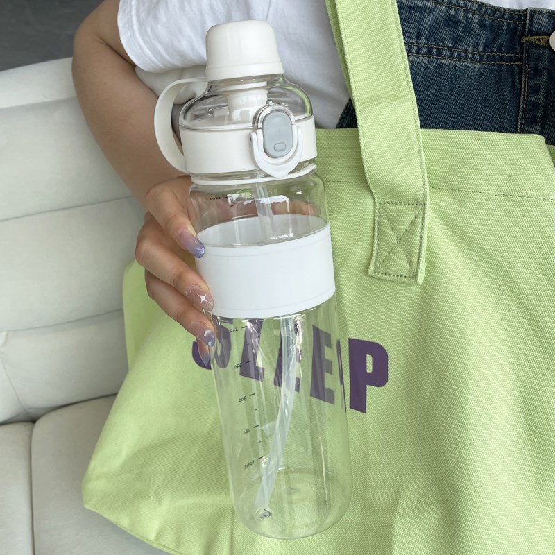 双饮水杯女生带吸k管塑料杯男运动水壶大容量喝水杯子耐高温太空