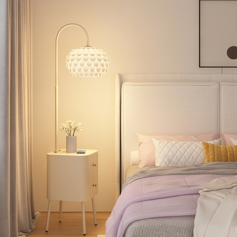 奶油风床头柜落地灯卧室客厅法式B氛围高级感轻奢边几置物台灯一