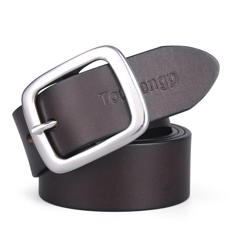 加宽腰带男304不锈钢扣皮带真皮针扣头层纯牛皮4cm爸.爸结实耐用