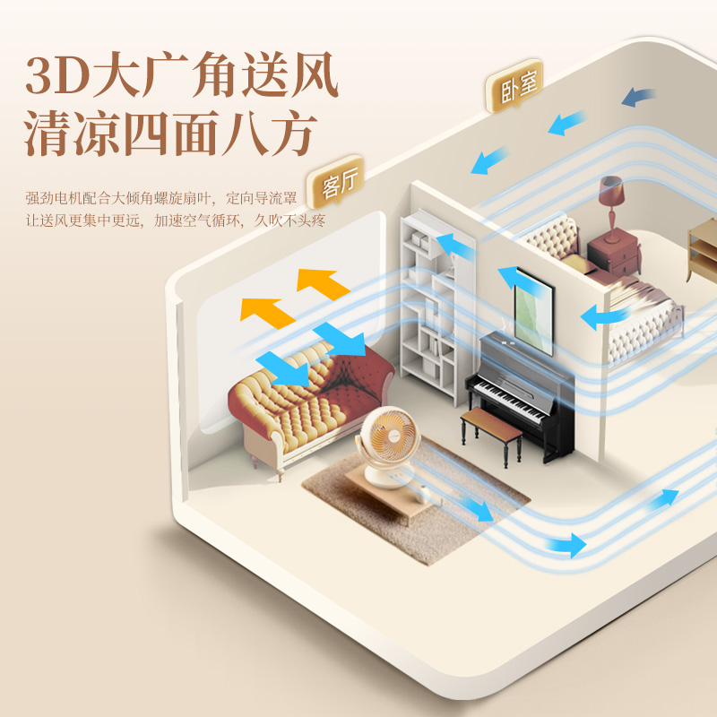 美国小猪空气循环扇新款台式电风扇家用静音涡轮桌T面风扇小型宿