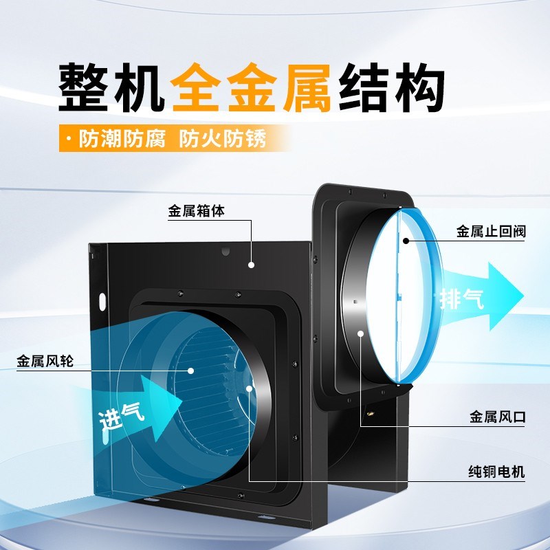 分体式管道风机酒店卫生间静v音抽风机商业强力排气扇厨房专用220
