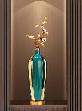 新中式珐琅彩陶瓷花瓶摆件高端入户玄关电视柜客厅酒柜轻奢装饰品