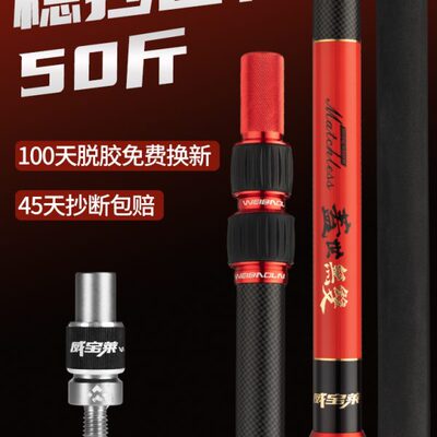 威宝莱大物抄网杆超硬碳素杆裸竿抄鱼伸缩杆钓鱼巨物抄网竿捞鱼杆