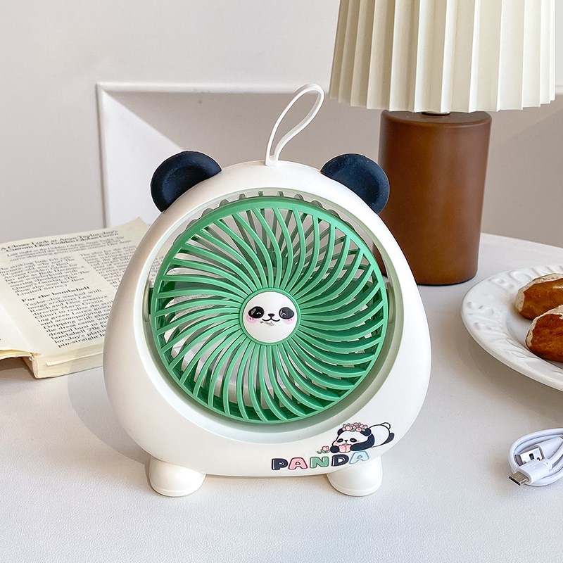 熊猫台式桌面小风扇可爱大风力学生静音迷你电风扇UUSB充电夏新款