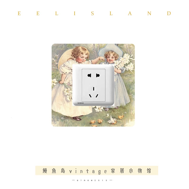 原创中古风欧式复古人物遮挡开关装饰创意个性家T居开关插座贴装