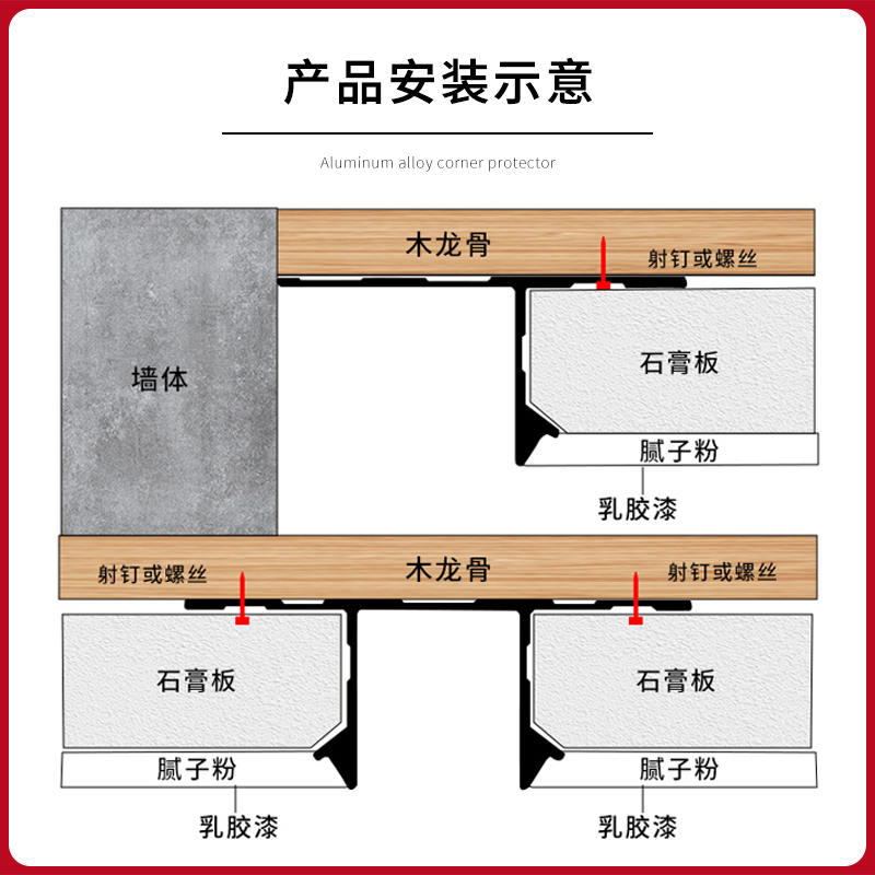 悬浮吊顶b型材铝合金天花板石膏板T型收边条U型收口条金属装饰线