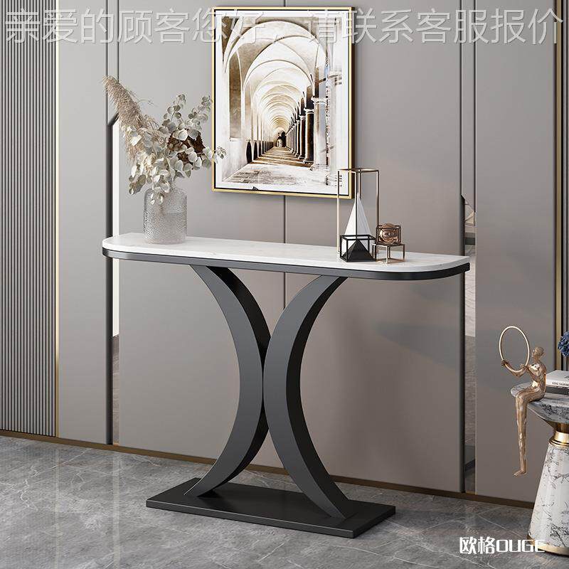 轻岩板玄关桌子靠风代简现约入户半圆酒墙店奢MIMU2102端景台装饰